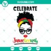 Juneteenth SVG files featuring black women celebrating with messy buns, perfect for crafting projects.