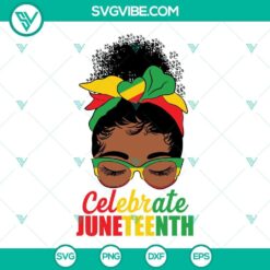 Juneteenth SVG file featuring Black Women Messy Bun design for download, Celebrate Juneteenth with this digital graphic.