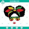 Juneteenth SVG images featuring Black women with messy buns in a celebratory design for Juneteenth Girl. Great for digital projects.