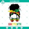 Juneteenth themed Black Women Messy Bun SVG cut files for crafting projects. Perfect for celebrating.
