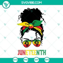 Black Women Messy Bun Juneteenth SVG Images PNG DXF EPS Cut Files For
