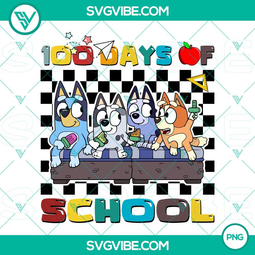 Bluey 100 Days Of School PNG Download, 100th Day of School Bluey PNG File, 100th Day Shirt for Kids PNG Files Bluey 100 Days of School PNG featuring a cute 100th day shirt design for kids. High-quality PNG download.