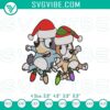 Bluey & Bingo Christmas Lights Embroidery File - Festive holiday embroidery design with the cartoon characters Bluey and Bingo surrounded by colorful Christmas lights.