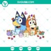 Bluey and Bingo Easter SVG images featuring Australian Heeler cartoon characters celebrating Easter, ideal for digital projects.