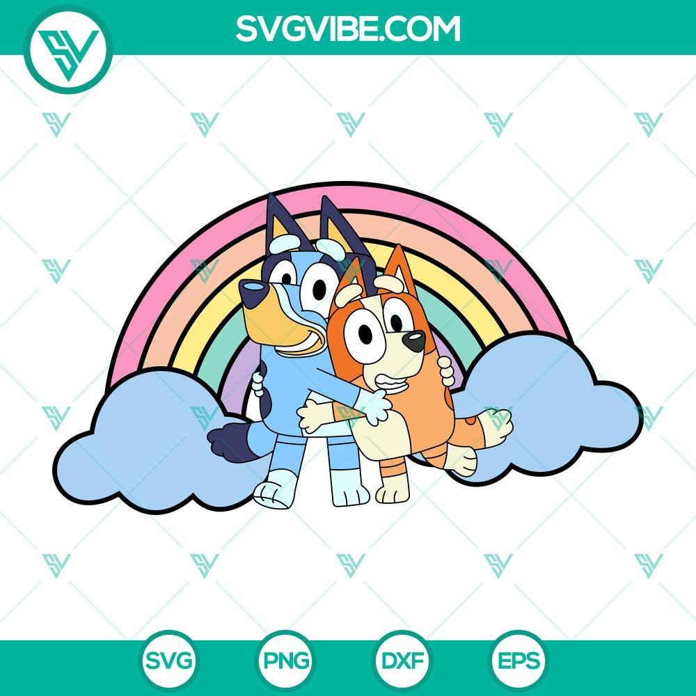 Bluey And Bingo Rainbow SVG, Bluey Cartoon Family SVG Bluey and Bingo Rainbow SVG download, featuring Bluey cartoon family design for Cricut projects.