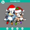 Bluey and Bingo wearing Santa hats with Christmas lights SVG download for festive designs.