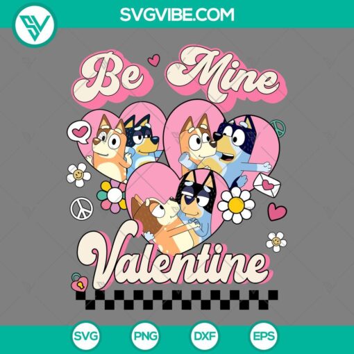 Bluey and Bingo Valentine's Day SVG featuring Bandit and Chilli. Perfect Bluey couple design for SVG download.