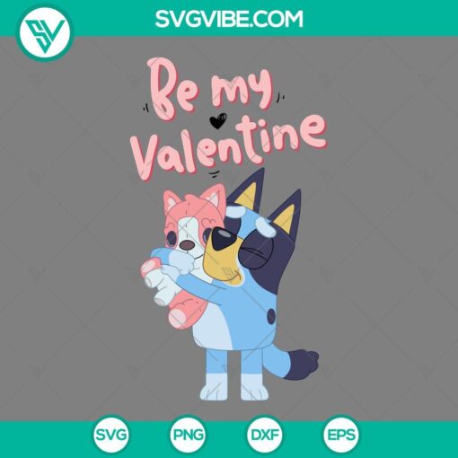 Bluey Valentine's Day SVG with love hearts, digital design for cards, crafts, and DIY projects.