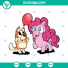 Bluey Bingo and Pinkie Pie Unicorn SVG download, featuring Bingo Heeler SVG images in PNG and DXF formats. Perfect for craft projects.