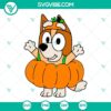 Bluey Bingo Halloween themed SVG image set featuring cute pumpkin designs in PNG, DXF, and EPS formats for crafts and projects.