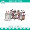 Bluey Bingo Spooky Season Halloween Embroidery Pattern featuring Bluey dressed up for Halloween with spooky elements, perfect for Halloween crafts.