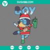Bluey boy with Stanley tumbler Christmas SVG file for holiday crafts and decorations.