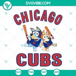 Bluey Chicago Cubs Baseball SVG Files with PNG, DXF, and EPS formats for sports fans and crafting projects.