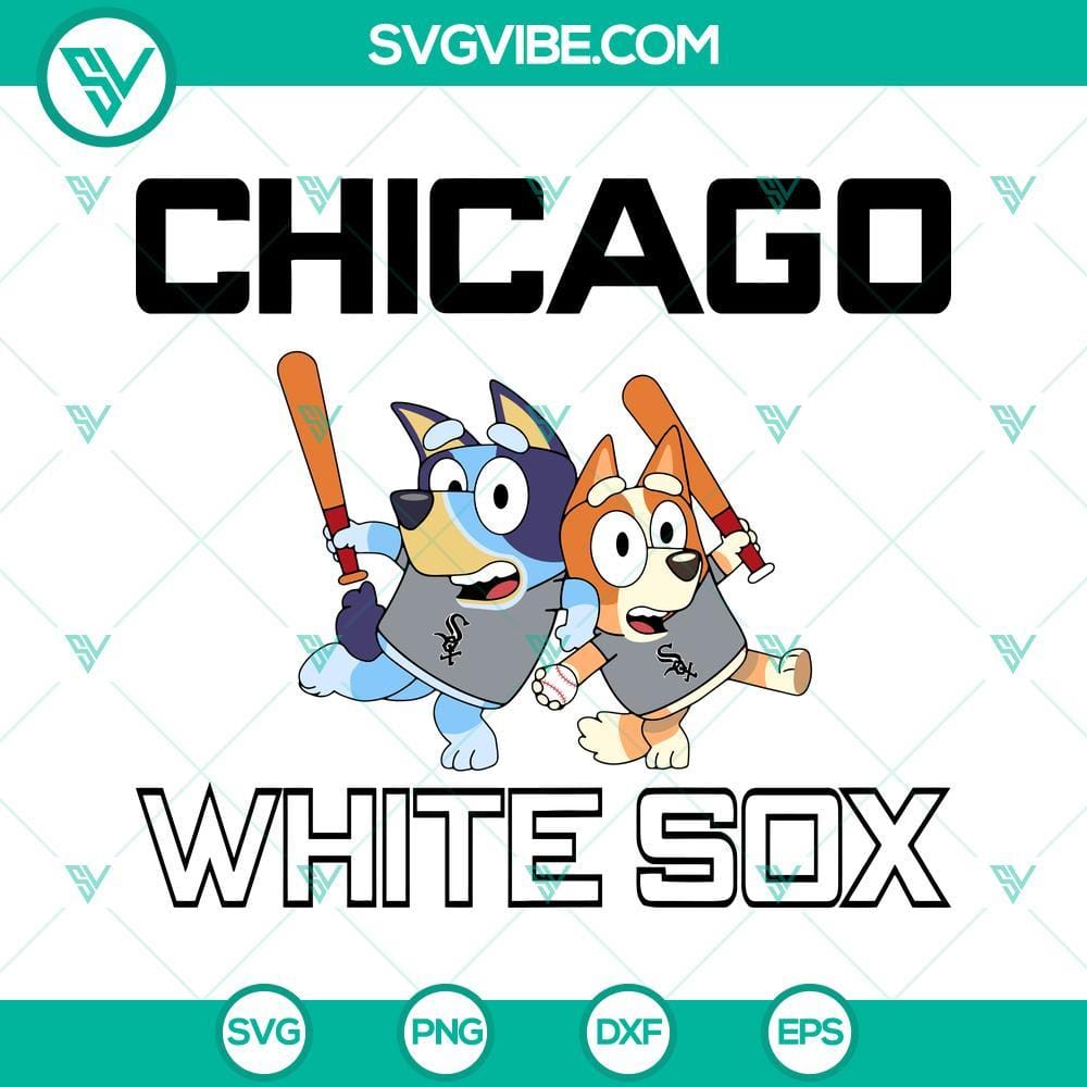 Bluey Chicago White Sox Baseball SVG PNG DXF EPS Chicago White Sox baseball team logo in Bluey color scheme for SVG, PNG, DXF, and EPS formats.