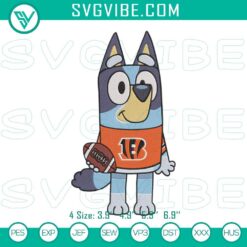 Bluey Cincinnati Bengals football character embroidery designs for custom sports apparel.