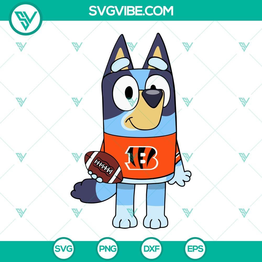 Bluey Cincinnati Bengals SVG PNG DXF EPS Cricut Bluey Cincinnati Bengals SVG images in PNG, DXF, and EPS formats for Cricut, featuring team-inspired design elements.