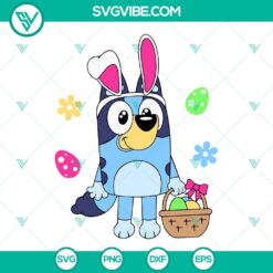 Bluey Easter Bunny Ears SVG & Easter Egg Basket Design for Download - Cute Bluey Character, perfect for Easter crafts.