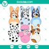 Bluey Easter themed SVG design featuring a dog with bunny ears, perfect for Easter projects. Happy Easter Peeps SVG download.