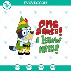 Bluey Elf and Santa design SVG download for Christmas, includes PNG, EPS, and DXF formats. Great for crafts and holiday projects.