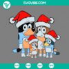 Bluey family wearing Santa hats for Christmas in SVG, PNG, EPS, and DXF files. Great for holiday crafts and projects.