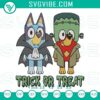 Bluey Frankenstein Halloween embroidery design featuring a spooky cartoon character in a festive theme.