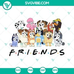 Bluey family and friends SVG and PNG cartoon files featuring Blue Heeler characters, perfect for digital projects.