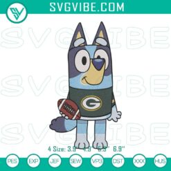 Bluey green Bay Packers football embroidery designs machine file, ideal for sports-themed crafting projects.