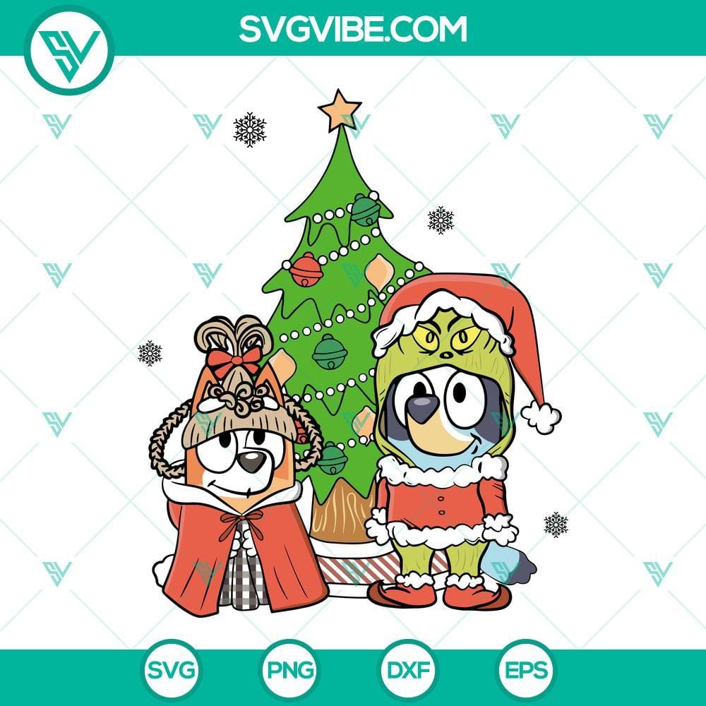 Bluey Grinch Christmas SVG, Bluey Christmas Costume SVG, Bluey Christmas SVG Bluey Grinch Christmas SVG Files featuring Bluey Christmas Costume designs, perfect for holiday crafting projects.
