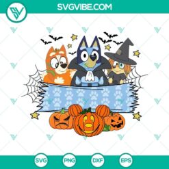 Bluey Halloween custom name SVG image with PNG, DXF, EPS files for personalizing spooky designs for Halloween crafts.