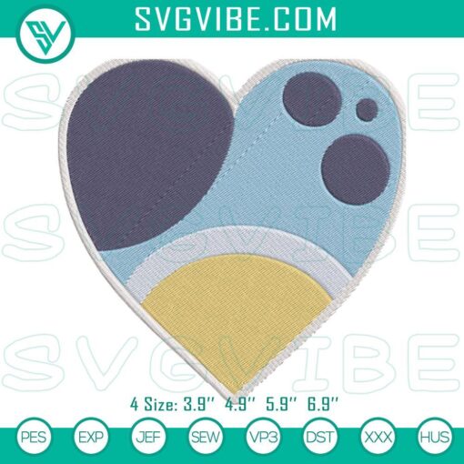 Bluey heart machine embroidery design file featuring adorable love design, perfect for crafting projects.