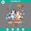 Bluey and Bingo birthday themed SVG files perfect for digital download, featuring Bluey, Bingo, and birthday elements in PNG format.