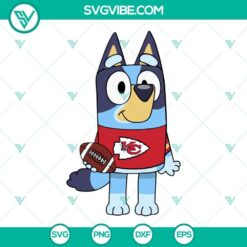 Bluey Kansas City Chiefs SVG file for Cricut with PNG, DXF, EPS formats. Ideal for NFL football fans' craft projects.