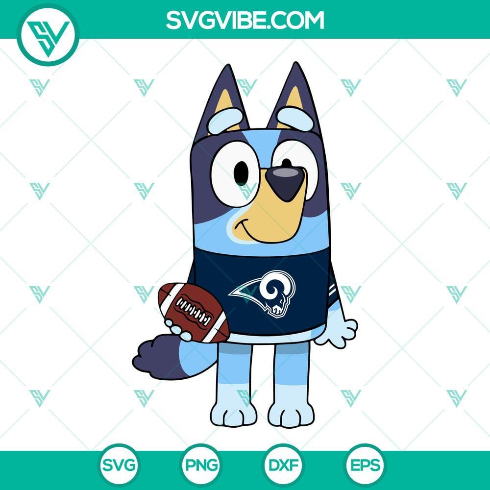 Bluey Los Angeles Rams SVG PNG DXF EPS Cricut Bluey Los Angeles Rams SVG design for Cricut - Download PNG, DXF, EPS files.