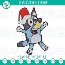 Bluey Merry Christmas embroidery file, featuring a joyful holiday design with Bluey the dog. Perfect for festive crafts.