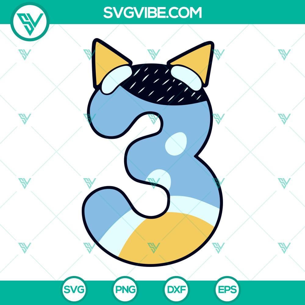 Bluey Number SVG Bundle, Bluey Birthday Party SVG PNG DXF EPS Files Bluey Number SVG Files Bundle, Bluey Birthday Party SVG Files PNG DXF EPS 1