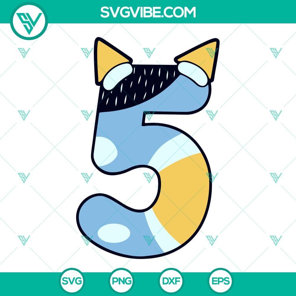 Bluey Number SVG Bundle, Bluey Birthday Party SVG PNG DXF EPS Files Bluey Number SVG Files Bundle, Bluey Birthday Party SVG Files PNG DXF EPS 2