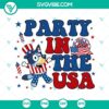 Bluey Party In The USA SVG file featuring a Heeler dog cartoon in an American theme, perfect for patriotic celebrations. Downloadable design.