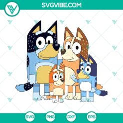 Bluey SVG file bundle featuring Bluey, Bingo, and the Heeler family, perfect for crafts and designs.