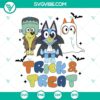 Bluey Trick And Treat, Dracula, Ghost Bingo SVG designs for Halloween. Download spooky Bluey character icons.