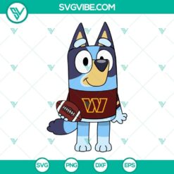 Bluey Washington Commanders logo SVG download for Cricut. Compatible in PNG, DXF, and EPS formats. Ideal for NFL sports fans' crafts.