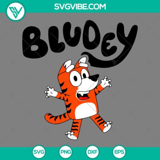 Bluey Cincinnati Bengals SVG files featuring Bluey, the Cincinnati Bengals mascot, in various designs and poses. Perfect for Bengals fans!