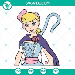 Bo Peep rendered as SVG file with Toy Story theme, available in PNG, DXF, and EPS formats for download.