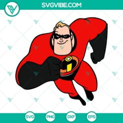 Bob Parr SVG files featuring Mr Incredible from The Incredibles 3. Downloadable PNG and DXF images for crafting.