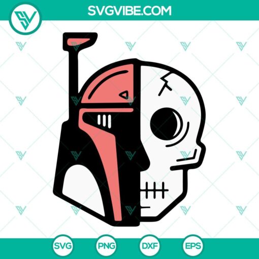 Boba Fett helmet skull SVG download, featuring The Mandalorian and Star Wars SVG images for fans.