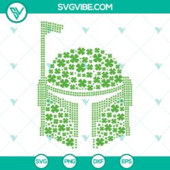 Boba Fett shamrock SVG images with 4 leaf clover and Star Wars theme. High-quality Irish SVG files.