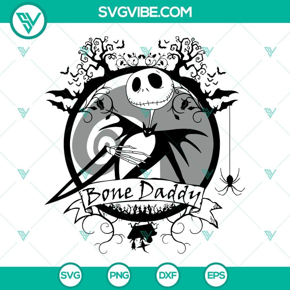 Bone Daddy Jack Skellington SVG, The Nightmare Before Christmas SVG Jack Skellington SVG designs for Nightmare Before Christmas fans, featuring Bone Daddy character in various poses. Perfect for crafting projects.