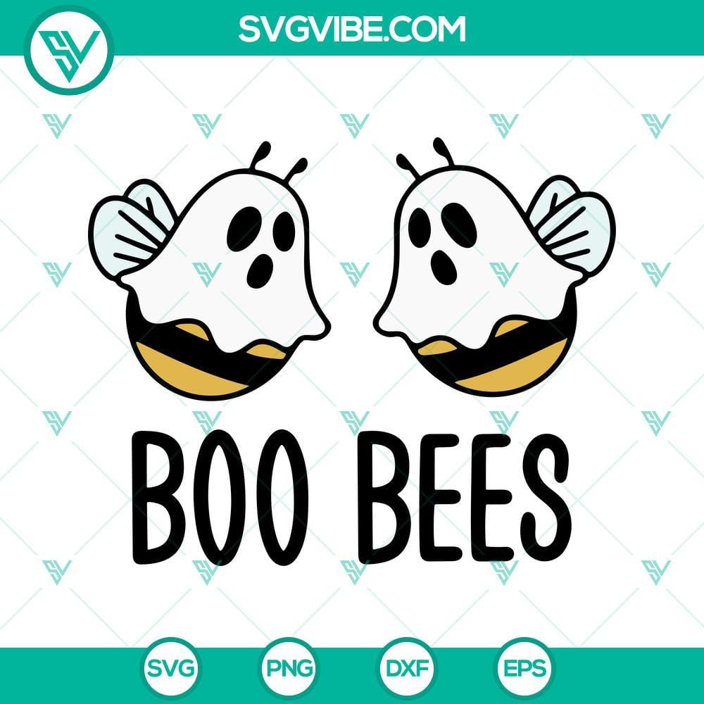 Boo Bees Ghost Halloween SVG PNG DXF EPS Digital Download Cute Boo Bees Ghost Halloween SVG images for digital download - PNG, DXF, EPS formats available. Great for spooky crafts & decor.
