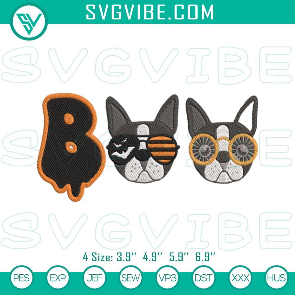 Boo Boston Terrier Halloween Embroidery Design Files Spooky Boston Terrier Halloween embroidery design digital file with Boo text. Ideal for spooky dog lovers.