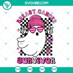 Boo Ghost Breast Cancer Awareness SVG Files Bundle, Breast Cancer Is 4
