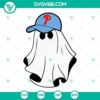Boo Ghost Phillies SVG featuring Philadelphia Phillies logo with Halloween-themed boo sheet design, perfect for Halloween crafts and projects.
